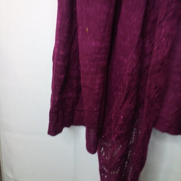 Jaclyn Smith Cardigan 3X Long Sleeve Open Front Lightweight Crochet Lace Purple - Picture 9 of 16